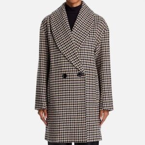 Bagatelle Women Houndstooth Shawl Collar Elegant Relaxed Mid Length Coat Size Sm